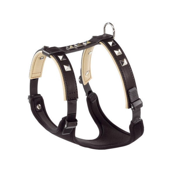 Кожаная шлейка с металлическими аппликациями, черная Giotto Luxor P Small Harness для собак