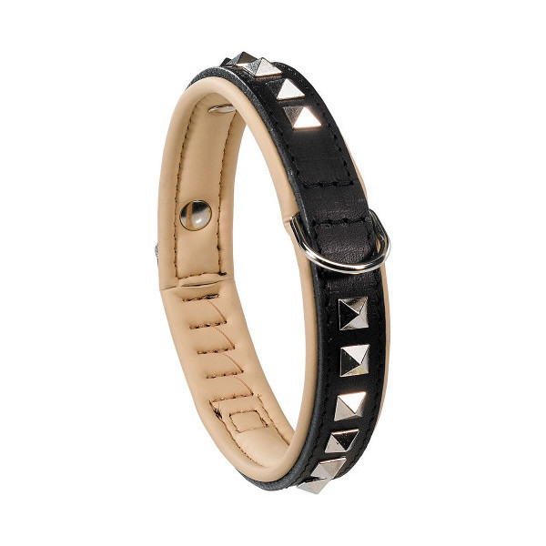 Кожаный ошейник с металлическими аппликациями Giotto Luxor Black C30/67 для собак, A: 59÷67 см - B: 30 мм
