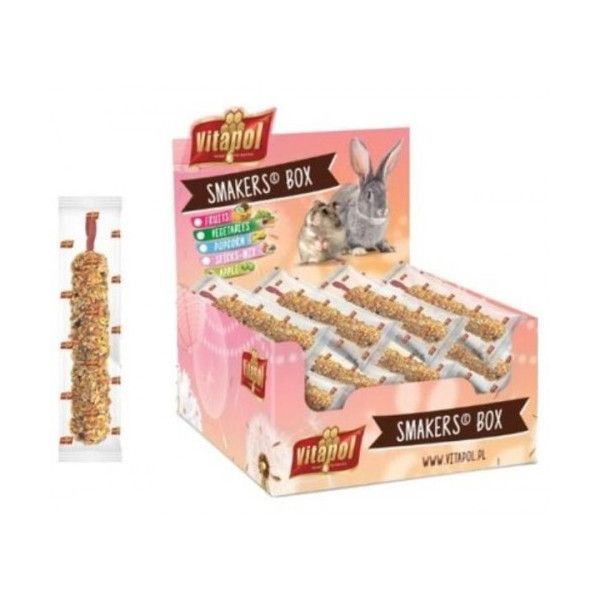 Колба Vitapol Smakers Box для шиншилл, со вкусом фруктов и ореха, упаковка 12 шт