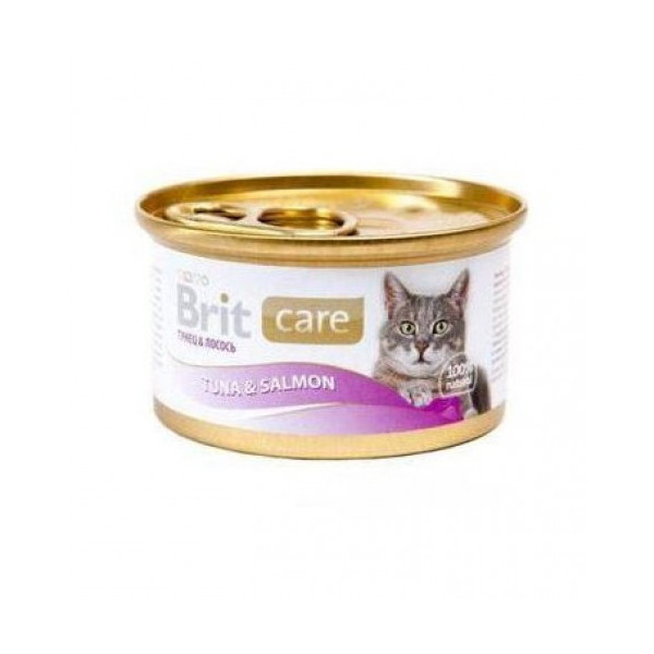 Консерва Brit Care Cat, для кошек, тунец и лосось, 80 г