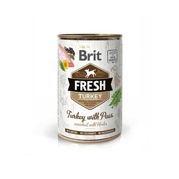 Консерва Brit Fresh Turkey/Peas, для собак, с индюшатиной и горошком, 400 г