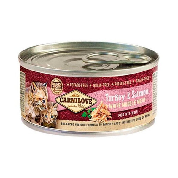 Консерва Carnilove Turkey & Salmon Kitten, для котят, с индейкой и лососем, 100 г