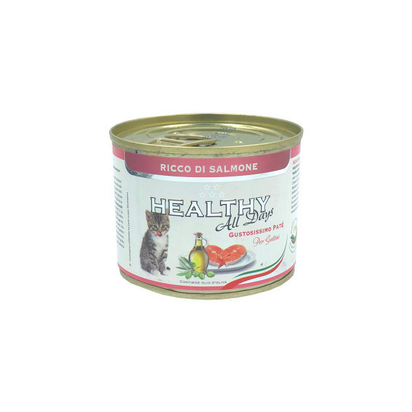 Консерва Healthy All Days монопротеиновая, паштет с лососем, для кошек, 200 г