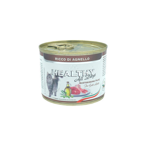 Консерва Healthy All Days монопротеиновая, паштет с ягнятиной, для кошек, 200 г