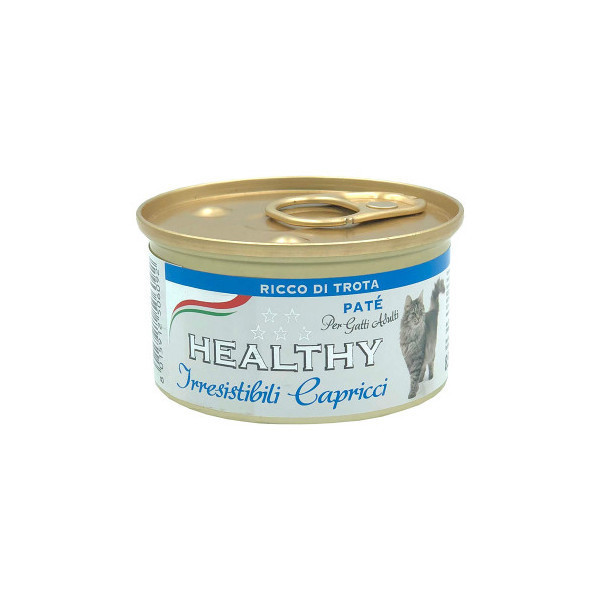 Консерва Healthy Irresistibili Capricci для требовательных кошек, паштет с форелью, 85 г