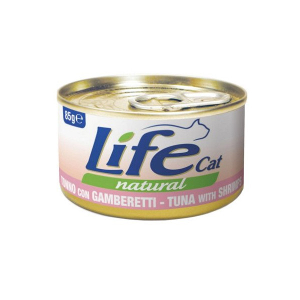Консерва LifeCat Tuna With Grouper And Shrimps для кошек от 6 месяцев, тунец с окунем и креветками, 150 г