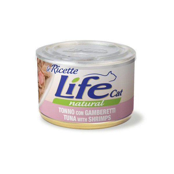 Консерва LifeCat Tuna With Shrimps для кошек от 6 месяцев, с тунцом и креветками, 150 г