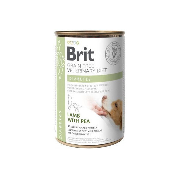 Консервы Brit VetDiets Dog Diabets для собак с сахарным диабетом, с ягненком и горохом, 400 г