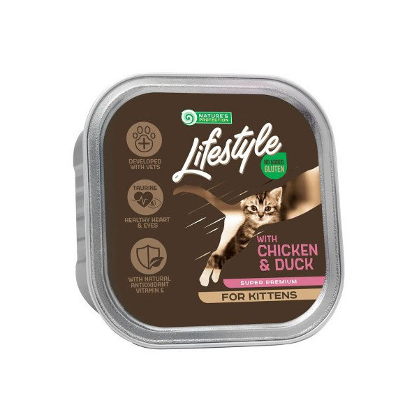 Консервы Natures Protection Lifestyle Kitten Chicken&Duck для кошек, с курицей и уткой, 85 г