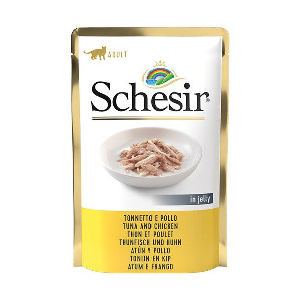 Консервы Schesir Tuna Chicken натуральные, для кошек, тунец с куриным филе в желе, пауч 85 г