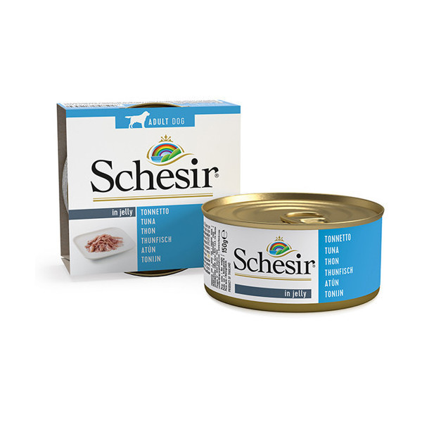Консервы Schesir Tuna натуральные, для собак, тунец в желе, банка 150 г