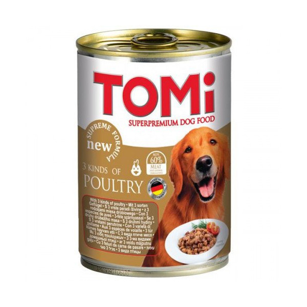 Консервы Tomi 3 kinds of poultry 3 вида птицы, супер премиум, для собак, 400 г