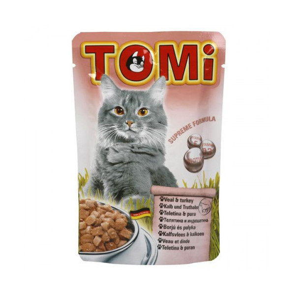 Консервы Tomi veal turkey с мясом индейки, для кошек, влажный корм, пауч, 100 г