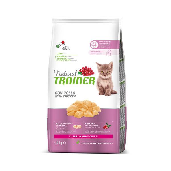 Корм Trainer Natural Super Premium для котят от 1 до 6 месяцев, для беременных, кормящих кошек, курица, 1.5 кг