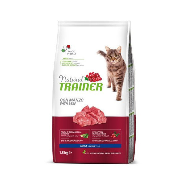 Корм Trainer Natural Super Premium для взрослых кошек в возрасте от 1 года, с говядиной, 1.5 кг