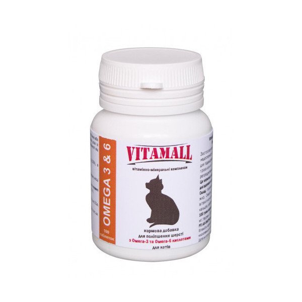 Кормовая добавка VitamAll для улучшения шерсти, для котов, 100 табл/50 г