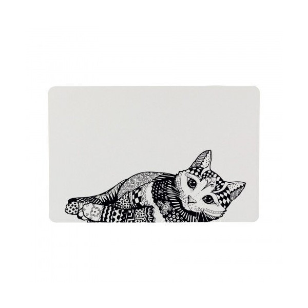 Коврик под миску Trixie Zentangle для котов, белый/черный, 44 х 28 см