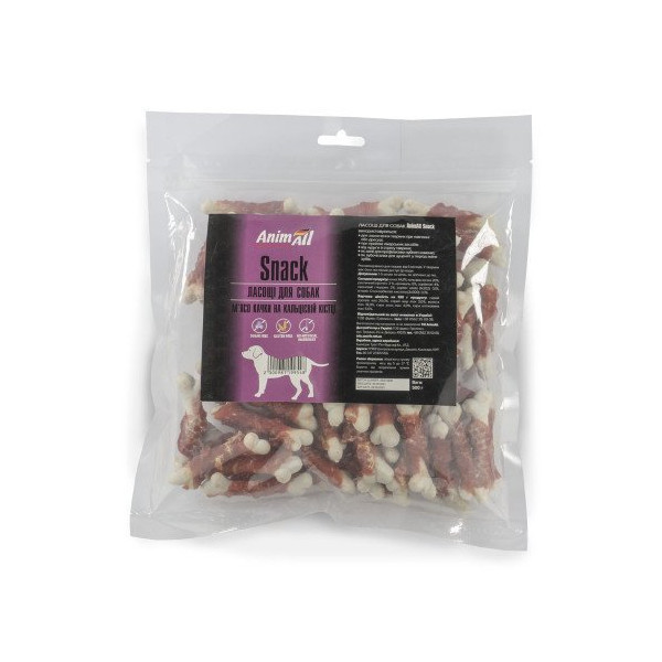 Лакомство AnimAll Snack мясо утки на кальциевой кости, для собак, 500 г