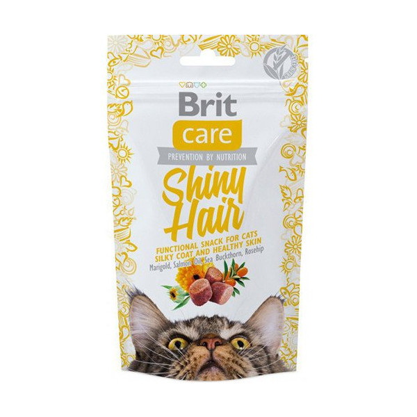 Лакомство Brit Care Shiny Hair для ухода за кожей и шерстью кошек, 50 г