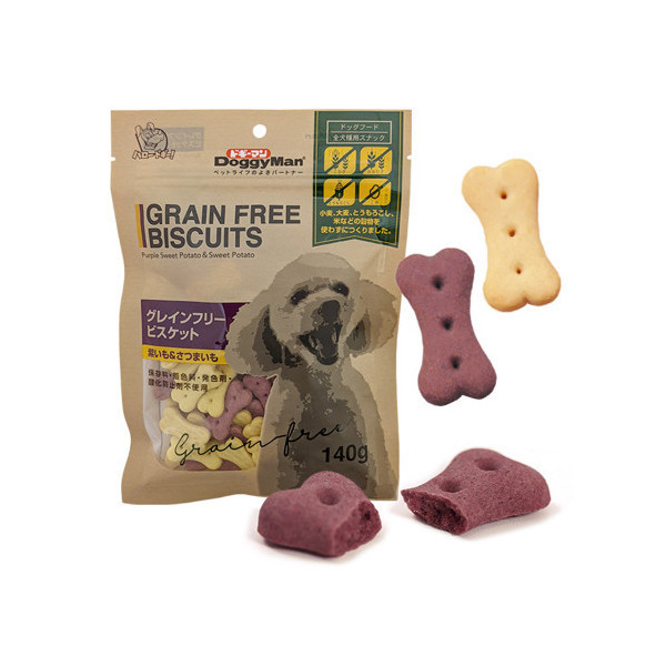 Лакомство DoggyMan biscuits Purple sweet potato&sweet potato, беззерновой бисквит, с бататом для собак, 140 г