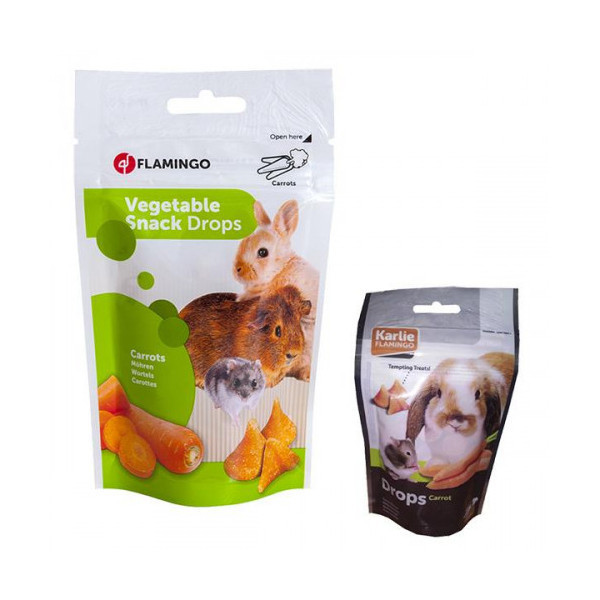 Лакомство Flamingo Drops Carrot для грызунов, дропсы с морковкой, 75 г