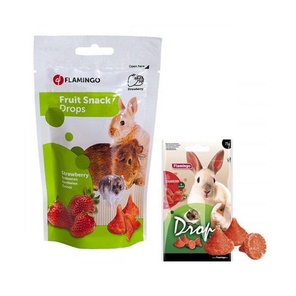 Лакомство Flamingo Drops Strawberry для грызунов, дропсы с клубникой, 75 г