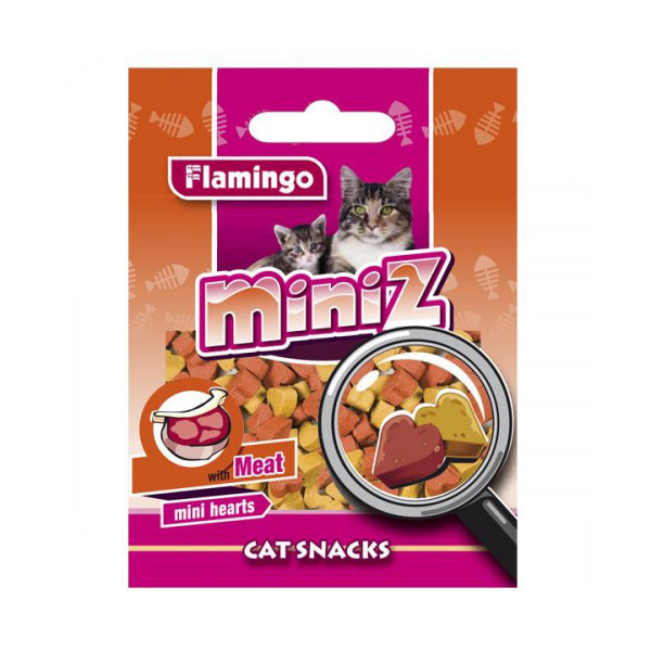 Лакомство Flamingo Miniz Mini Hearts для кошек, сердечко со вкусом мяса, 50 г