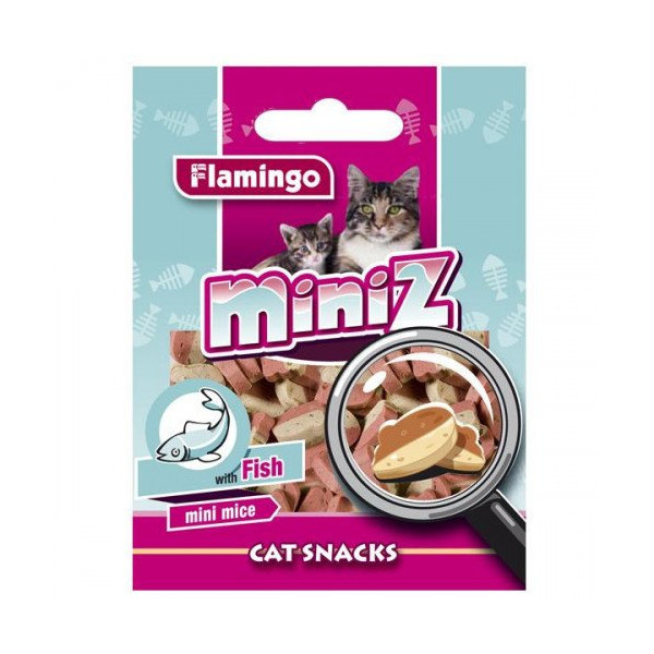Лакомство Flamingo Miniz Mini Mice рыба мышка, для кошек в виде мышек со вкусом рыбы, 50 г