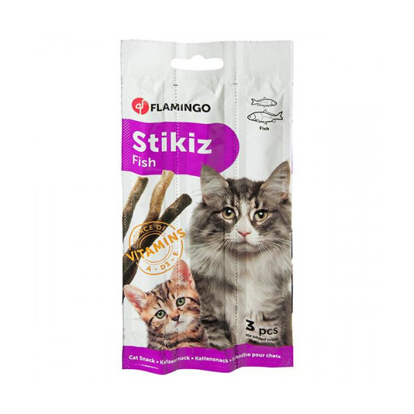 Лакомство Flamingo Stikiz Fish с рыбой, палочки для котов и котят, 15 г, 3 ед