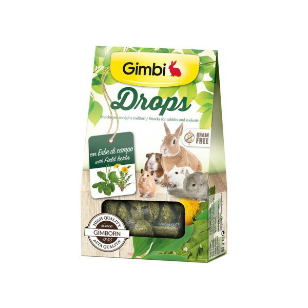 Лакомство GimBi дропсы для грызунов, с травами, 50 г