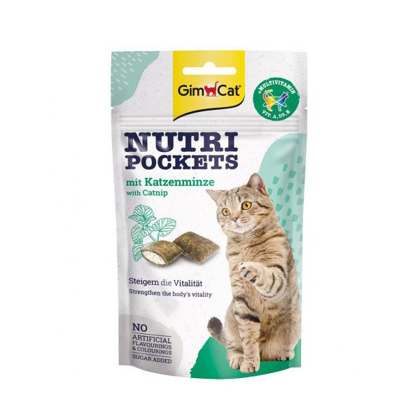 Лакомство GimCat Nutri Pockets кошачья мята и мультивитамин, для кошек, 60 г