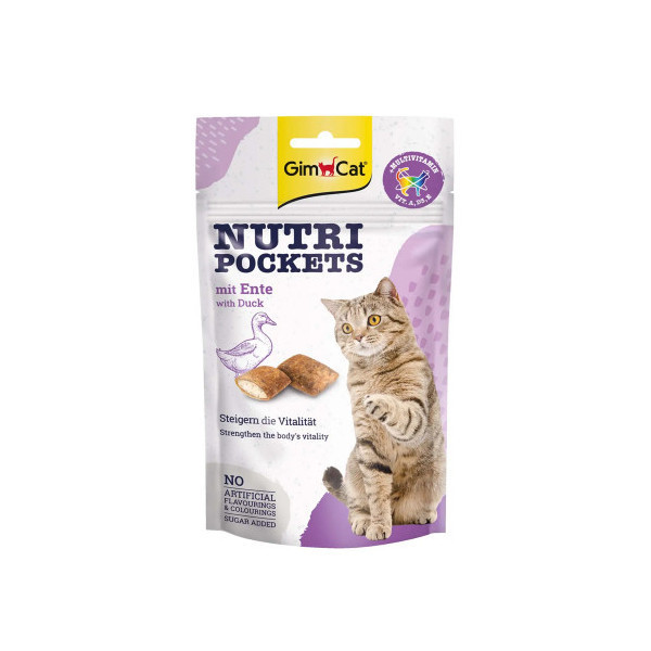 Лакомство GimCat Nutri Pockets утка и мультивитамин, для кошек, 60 г