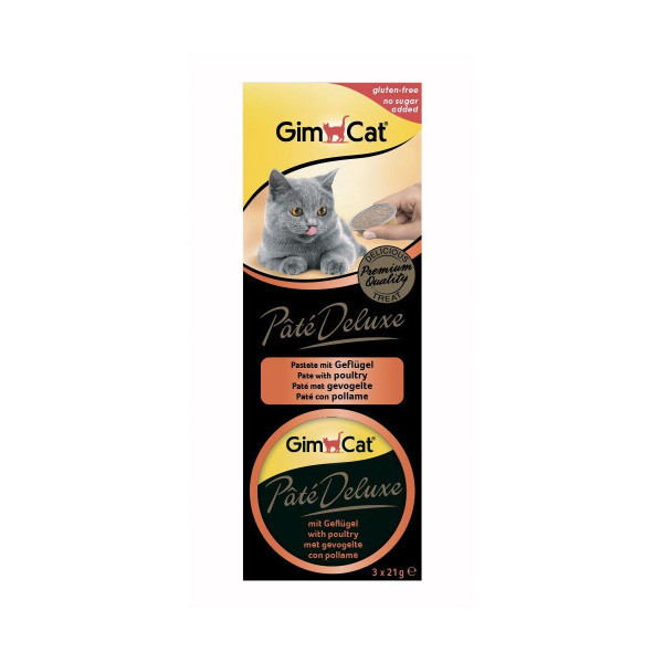 Лакомство GimCat Pate Deluxe паштет с мясом птицы, для кошек, 3×21 г