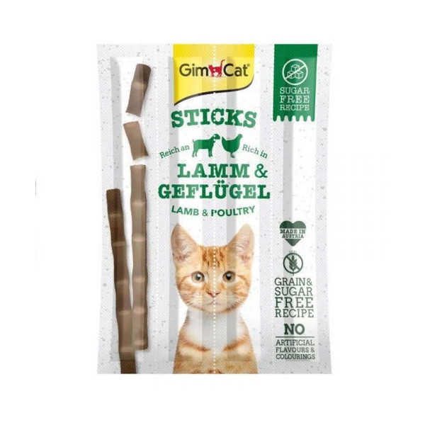 Лакомство GimCat Sticks палочки с ягненком, для кошек, 4 шт