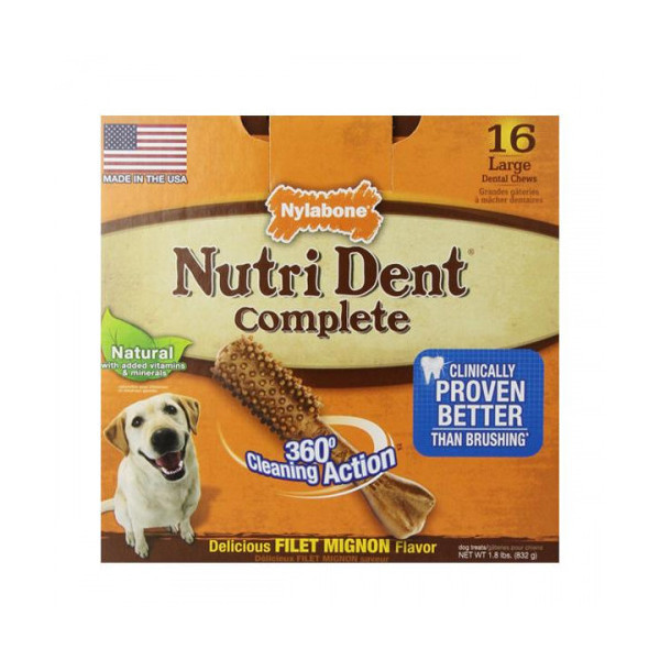 Лакомство Nylabone Nutri Dent Filet Mignon Large для чистки зубов собак, 0.832 кг, 16 шт, цена за 1 шт