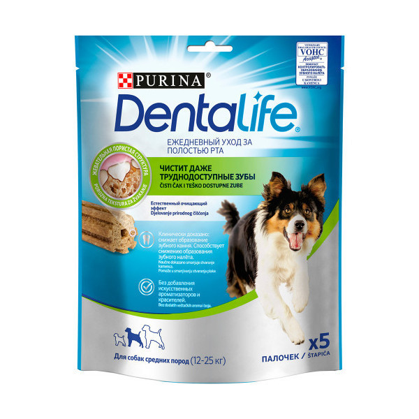 Лакомство Purina DentaLife Medium для поддержания здоровья полости рта собак средних пород, 115 г