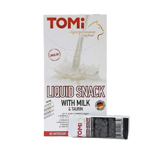 Лакомство Tomi Liquid Snack Milk&Taurin жидкое, молоко с таурином, для котов, 10 г (цена за 1 стик)