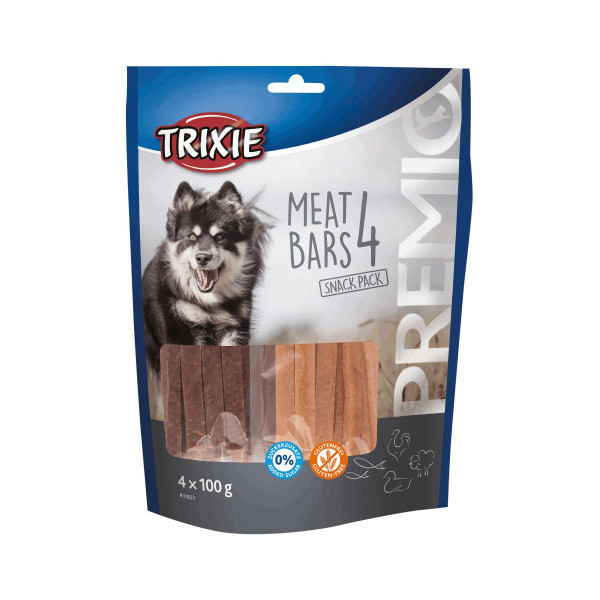 Лакомство Trixie 4 Meat Bars микс для собак, курица, утка, ягнёнок и лосось, 100 г, упаковка 4 шт
