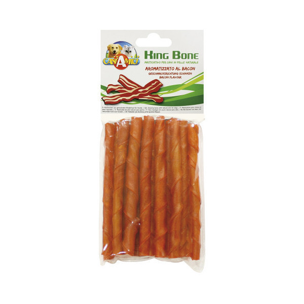 Лакомство жилистое Croci King Bone Bacon для собак, витой стик, 10 см, 20 шт