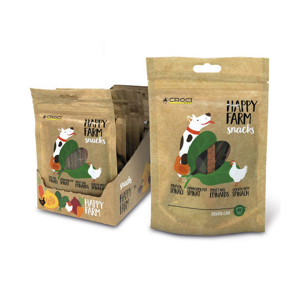 Лакомство мясное Croci Happy Farm, для собак, курица со шпинатом, 80 г, 12 пач/уп, цена за 1 пачку