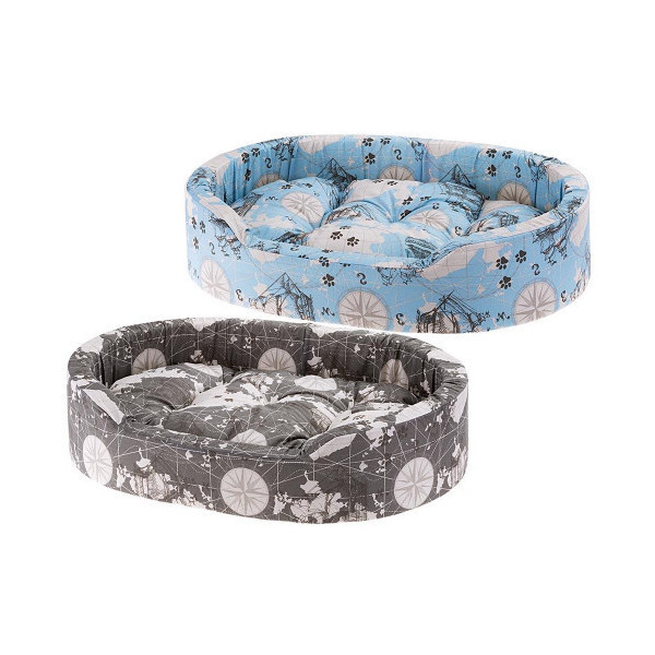 Лежак Ferplast Dandy C 45 Map Blue-Grey для собак и кошек, из хлопка, 45×35×13 см