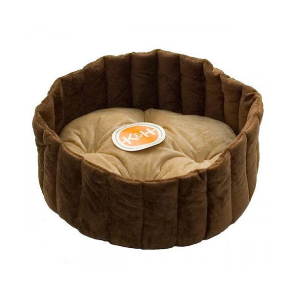 Лежак K&H Lazy Cup мягкий, для собак и котов, бежево-коричневый, 40.5×40.5×18 см