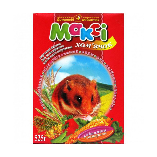 Макси корм хомячок, 525 г + мелок