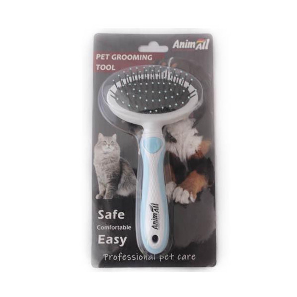 Массажная щетка AnimAll Groom для животных, голубая