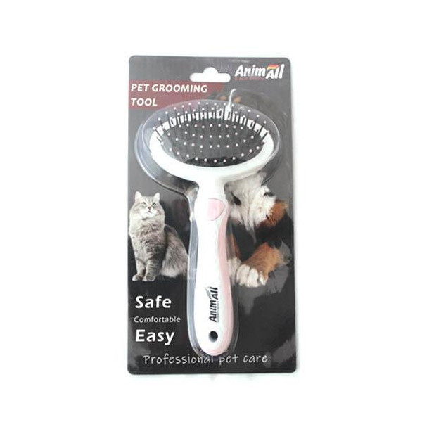 Массажная щетка AnimAll Groom для животных, розовая