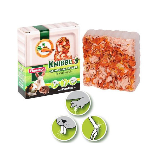 Минеральный камень Flamingo Knibbles Carrot Cubes для грызунов, с морковью для гигиены зубов, 70 г