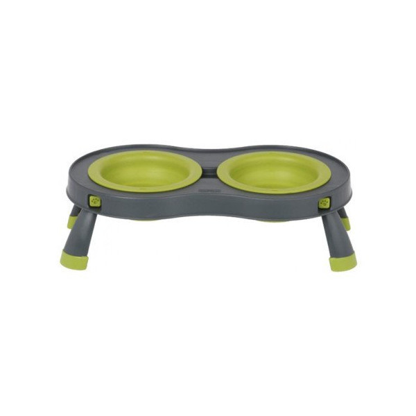 Миска Dexas Double Feeder на складной подставке, для собак и кошек, зеленая, 240 мл