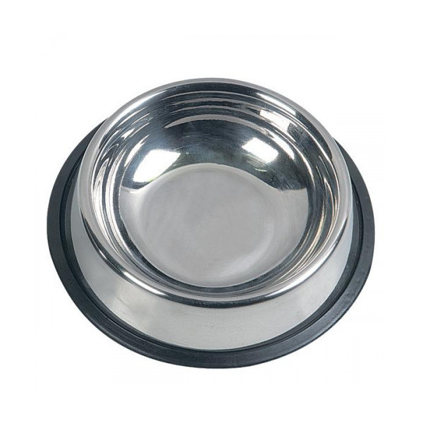Миска Flamingo Inox Cat Dish для кошек, с резиновым ободком, нержавеющая сталь, 10×3.5 см