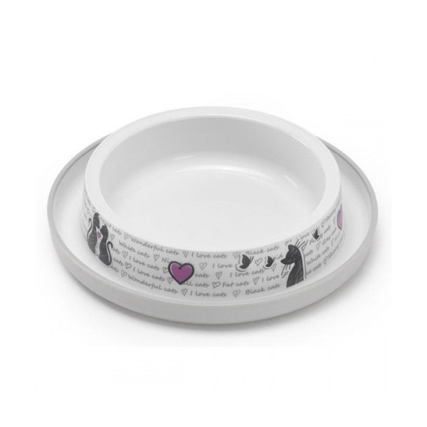Миска Moderna Trendy Dinner Cats in Love для кошек и собак, пластик, светло-серая, 210 мл, d-15 см