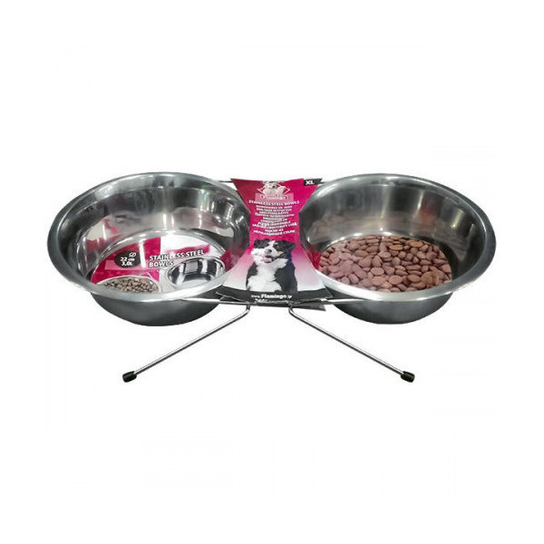 Миски Flamingo Dinner Set на подставке для собак, нержавейка, 2×19 см